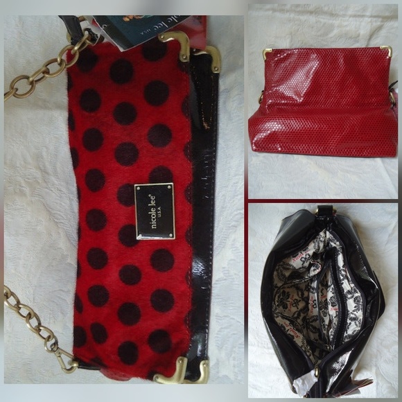 **SOLD** Nicole Lee Hand Shoulder Bag Faux Fur - Picture 2 of 7